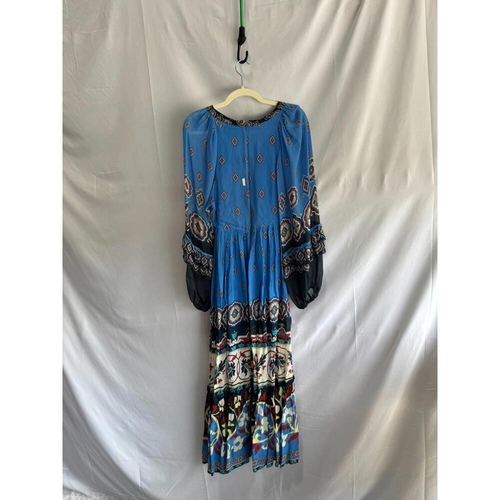 FARM Rio Anika Tiles Blue Maxi Dress Multicolor Size S Fabric Pull - Picture 5 of 14